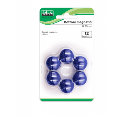 Bottoni magnetici - blu - Ø 20 mm - blister 12 pezzi - Lebez - MR-20-BL - 8007509002230 - DMwebShop