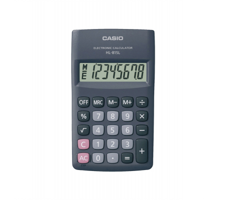 Calcolatrice tascabile - HL - 815L BL - 8 cifre - grigio - Casio - HL-815L-BK-W-GP - 4549526612435 - DMwebShop