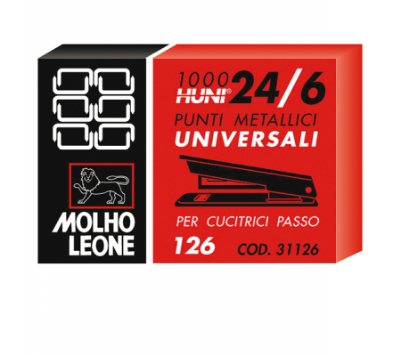 Punti - 126 - 24/6 - metallo - conf. 1000 pezzi - Molho Leone - 31126 - 8002057310264 - DMwebShop