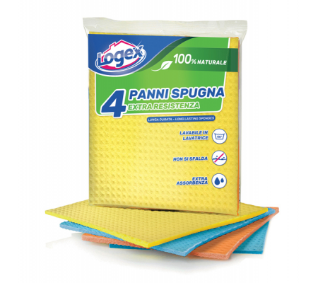 Panno in spugna - 18 x 20 cm - colori assortiti - conf. 4 pezzi - Logex Professional - 2107LX-ITA - DMwebShop