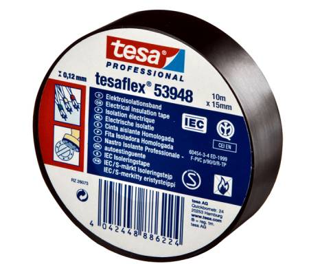 Nastro adesivo isolante - professionale - 15 mm x 10 mt - nero - conf. 10 pezzi - Tesa - 53988-00000-01 - 4042448433985 - DMwebShop