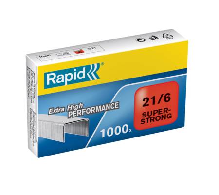 Punti Super Strong - 21/6 - 6/6 - acciaio zincato - metallo - scatola da 1000 pezzi - conf. 5 pezzi - Rapid - 24867700 - 7313468677008 - DMwebShop