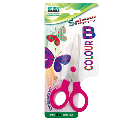 Forbici Snippy Soft - impugnatura plastica morbida - punta tonda - lama in acciaio - 13 cm - colori assortiti - Lebez 4512