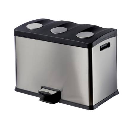 Pattumiera a pedale Multiflux - 59,3x38,2x43 cm - 3 secchi da 12 lt - ciascuno - inox - Medial International - 106500 - 8033433774585 - DMwebShop