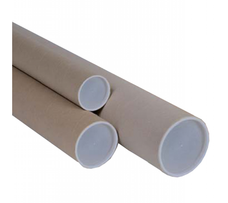 Tubo in cartone avana - doppio tappo trasparente - altezza 70 cm - Ø 10 cm - Polyedra - 127030 - DMwebShop