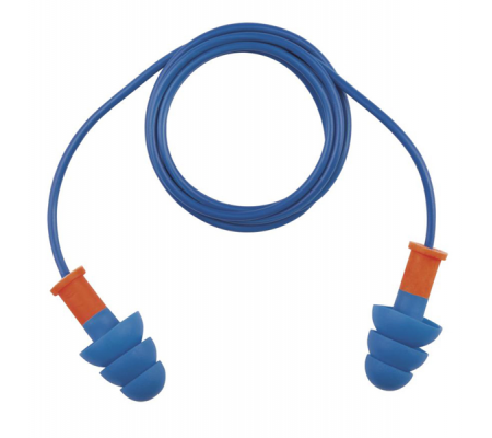 Tappi auricolari con cordino - rilevabili metal detector - Ø 7-11 cm - SNR 28 dB - blu - sacchetto da 10 paia - Deltaplus - CONICFIRDE010BL - DMwebShop