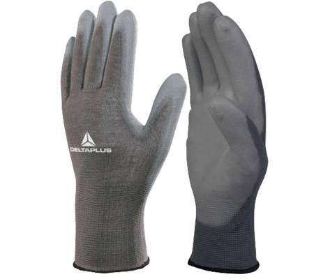 Guanti di precisione VE702PG - poliestere - palmo in poliuretano - taglia 10 - grigio - conf. 12 pezzi - Deltaplus - VE702PG10 - 3295249125769 - DMwebShop