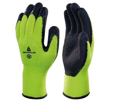 Guanti da lavoro Apollon Winter - acrilico felpato - palmo in schiuma di lattice - taglia 10 - giallo fluo-nero - Deltaplus - VV735JA10 - 3295249178284 - DMwebShop