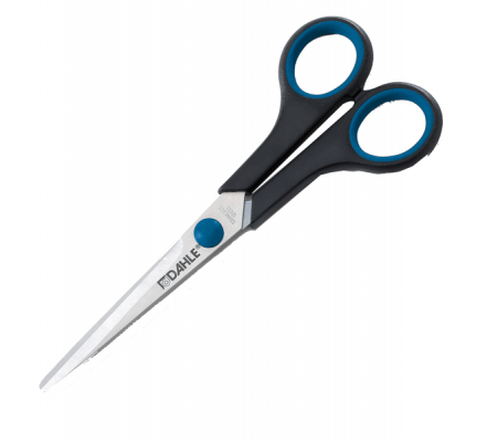 Forbici Comfort Grip - impugnatura in gomma morbida - lama in acciaio inox - 18 cm - blu-grigio - Dahle R054407