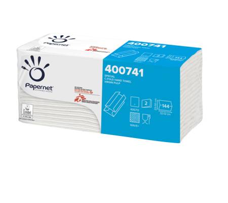 Asciugamani piegati a C 33 x 23 cm goffratura a onda 19,5 gr bianco Papernet 400741 - 2813