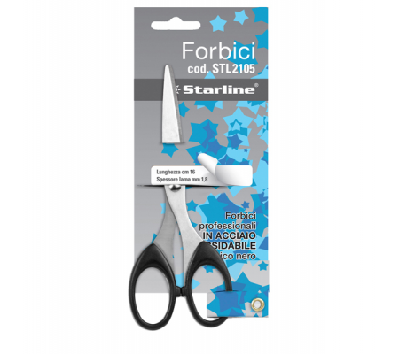 Forbici - lama in acciaio - impugnatura in ABS - 16 cm - nero - Starline 4370