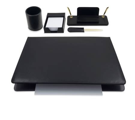 Servizio scrittoio art.119 nero in similpelle - 5 componenti - City Time - 119-N - 8002787001197 - DMwebShop - 1