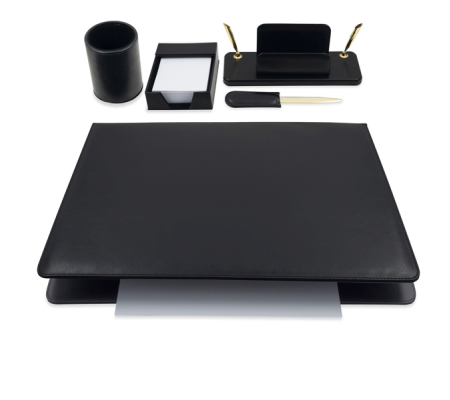 Servizio scrittoio art.119 nero in similpelle - 5 componenti - City Time - 119-N - 8002787001197 - DMwebShop - 1