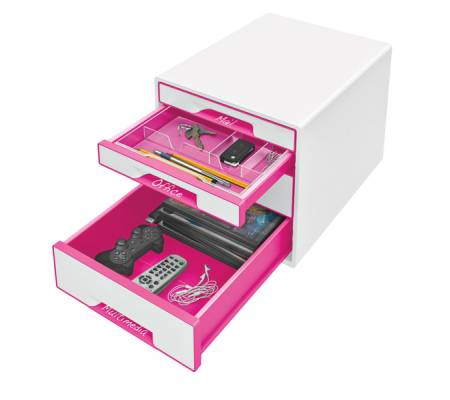 Cassettiera 4 cassetti bianco-rosa cube - Leitz - 52132023 - 4002432115341 - DMwebShop - 1