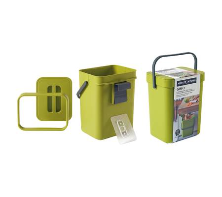 Pattumiera Gino - per rifiuti organici - 5 lt - verde - Perfetto - 29100 - 8052474291004 - DMwebShop - 1