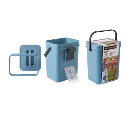 Pattumiera Gino - per rifiuti organici - 5 lt - azzurro - Perfetto - 29101 - 8052474291011 - DMwebShop - 1
