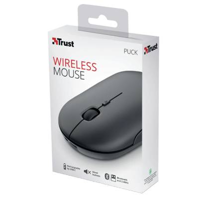 Mouse Puck - ultrasottile - wireless - ricaricabile - nero - Trust - 24059 - 8713439240597 - DMwebShop - 3