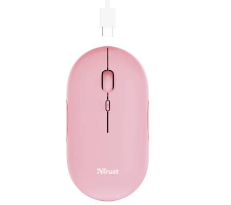 Mouse Puck - ultrasottile - wireless - ricaricabile - rosa - Trust - 24125 - 8713439241259 - DMwebShop - 2