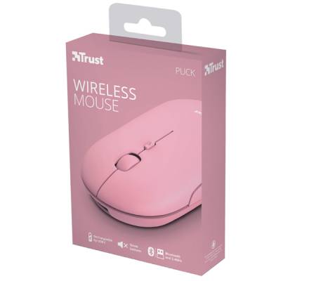 Mouse Puck - ultrasottile - wireless - ricaricabile - rosa - Trust - 24125 - 8713439241259 - DMwebShop - 4
