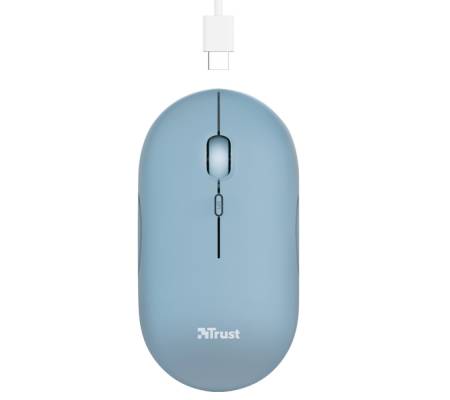 Mouse Puck - ultrasottile - wireless - ricaricabile - azzurro - Trust - 24126 - 8713439241266 - DMwebShop - 1