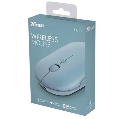 Mouse Puck - ultrasottile - wireless - ricaricabile - azzurro - Trust - 24126 - 8713439241266 - DMwebShop - 4