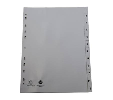 Intercalare numerico - PPL riciclato - A4 - 12 tasti - A-Z - grigio - Exacompta - 1912E - 3130630019121 - DMwebShop - 1
