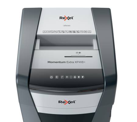 Distruggidocumenti Momentum XP418+ P4 EU - a frammenti - Rexel - 2021418XEU - 5028252625593 - DMwebShop - 2