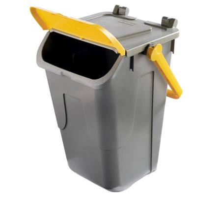 Contenitore portarifiuti Ecology - con sportello e maniglione - 35 lt - grigio-giallo - Mobil Plastic - Mobilplastic - 11-35GRB-GIA - 11/35GRB-GIA - 8004331113523 - DMwebShop - 1