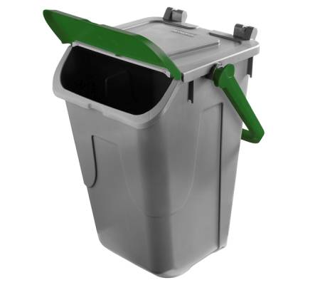 Contenitore portarifiuti Ecology - con sportello e maniglione - 35 lt - grigio-verde - Mobil Plastic - Mobilplastic - 11-35GRB-VES - 11/35GRB-VES - 8004331113530 - DMwebShop - 1