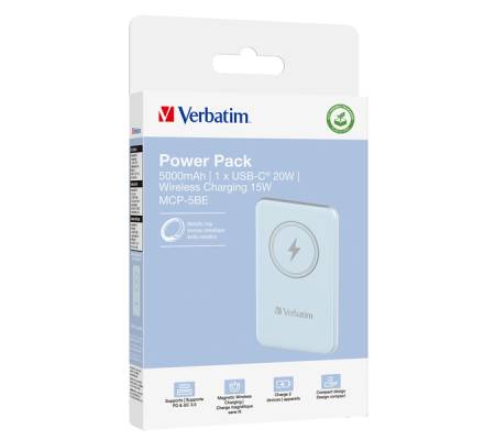 Power Bank Wireless Magnetico 5000 mAh - blu - Verbatim - 32242 - 23942322429 - DMwebShop - 1