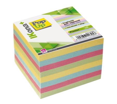 Foglietti Cubo - collato su un lato - pastello assortiti - 9,5 x 9,5 cm - 740 fogli - Ikona+ - 11725 - 8004957117257 - DMwebShop
