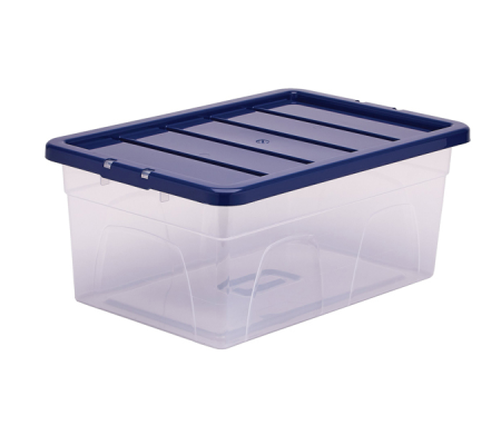 Contenitore multiuso 37 x 56 x 25 cm - 38 lt - PP - con coperchio blu - trasparente - Fellowes - Bankers Box - 100135772 - 43859804856 - DMwebShop