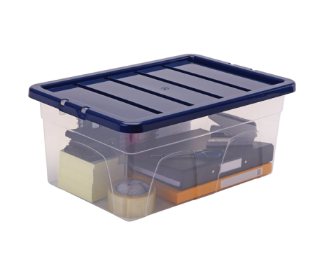 Contenitore multiuso 37 x 56 x 25 cm - 38 lt - PP - con coperchio blu - trasparente - Fellowes - Bankers Box - 100135772 - 43859804856 - DMwebShop - 1