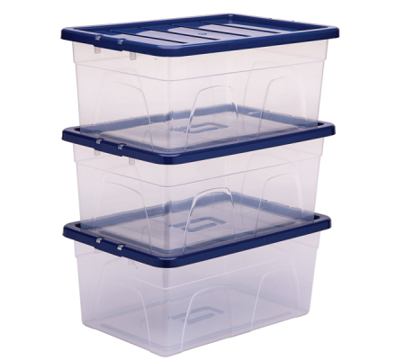 Contenitore multiuso 37 x 56 x 25 cm - 38 lt - PP - con coperchio blu - trasparente - Fellowes - Bankers Box - 100135772 - 43859804856 - DMwebShop - 2