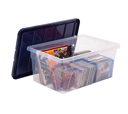 Contenitore multiuso 37 x 56 x 25 cm - 38 lt - PP - con coperchio blu - trasparente - Fellowes - Bankers Box - 100135772 - 43859804856 - DMwebShop - 4
