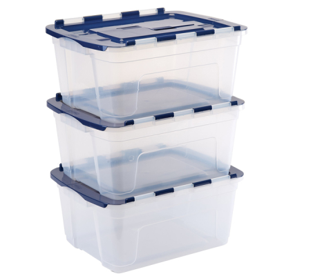 Contenitore multiuso 43 x 59 x 28 cm - 45 lt - PP - con coperchio a cerniera blu - trasparente - Fellowes - Bankers Box - 100135774 - DMwebShop - 2
