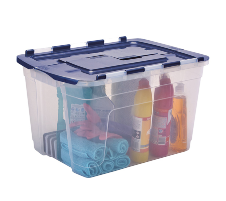 Contenitore multiuso 43 x 59 x 35 cm - 55 lt - PP - con coperchio a cerniera blu - trasparente - Fellowes - Bankers Box - 100135775 - DMwebShop - 1