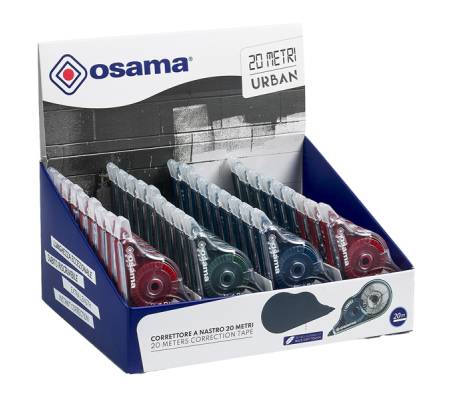 Correttore a nastro 20 metri - 5 mm x 20 mt - involucro colori assortiti Urban - conf. 36 pezzi - Osama - OW 84040233 - 8059484040226 - DMwebShop