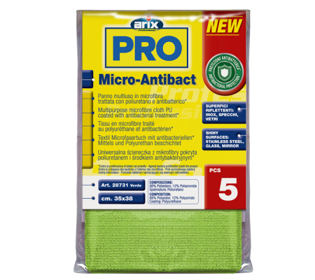 Panno multiuso Micro-Antibact - 35 x 38 cm - verde - conf. 5 pezzi - Arix - 3 28731 - DMwebShop
