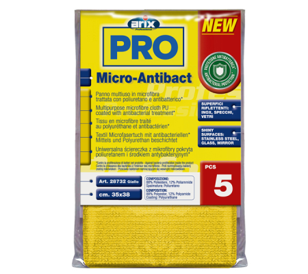Panno multiuso Micro-Antibact - 35 x 38 cm - giallo - conf. 5 pezzi - Arix - 3 28732 - 8008990287328 - DMwebShop