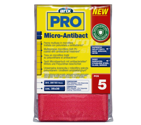 Panno multiuso Micro-Antibact - 35 x 38 cm - rosa - conf. 5 pezzi - Arix - 3 28733 - 8008990287335 - DMwebShop
