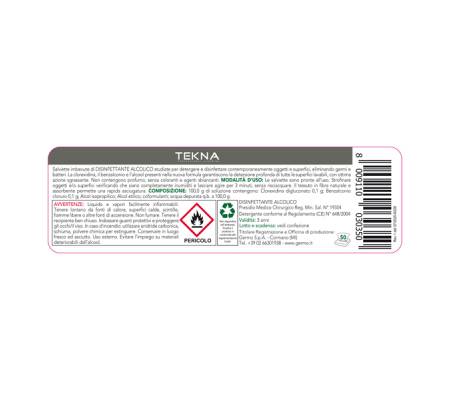 Salviette disinfettanti per superfici - 50 pezzi - Tekna - k026 - 8009110030350 - DMwebShop - 2
