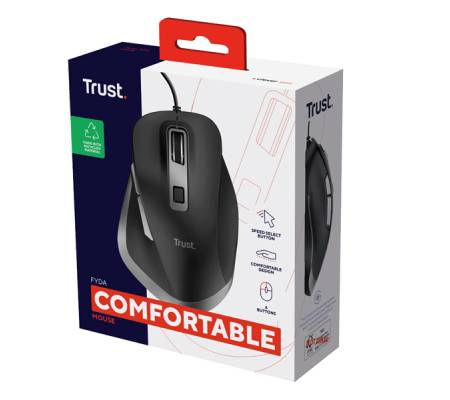 Mouse Fyda - a filo - nero - Trust - 24728 - 8713439247282 - DMwebShop - 4