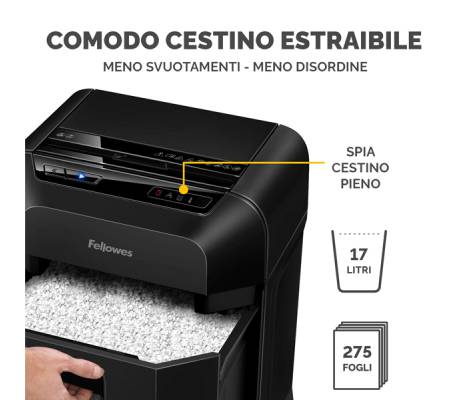 Distruggidocumenti automatico - a mini frammento - 80 M - Fellowes - 4621501 - 50043859782500 - DMwebShop - 3