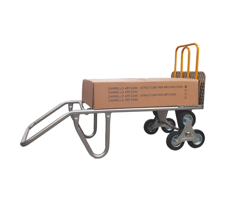 Carrello saliscale - 50 x 40 x 132 cm - max 280 kg - acciaio - grigio-giallo - Tecnotelai - C059 - 806258980275 - DMwebShop - 1