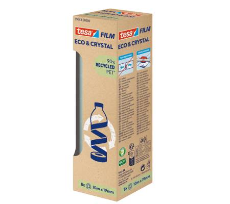 Nastro adesivo Eco e Crystal - 19 mm x 10 mt - torre 8 pezzi - Tesa - 59043-00000-00 - 4063565252440 - DMwebShop - 1