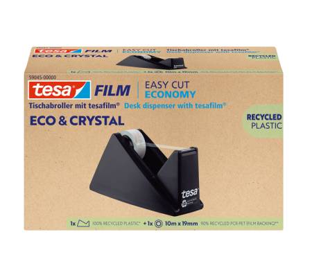 Dispenser da tavolo Eco e Crystal per nastri da 1,9 cm - incluso rotolo 19 mm x 10 mt - nero - Tesa - 59045-00000-00 - 4063565252495 - DMwebShop - 1