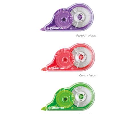 Correttore a nastro 20 metri - 5 mm x 20 mt - involucro colori assortiti Neon - conf. 36 pezzi - Osama - OW 84045054 - 8059484045030 - DMwebShop - 2