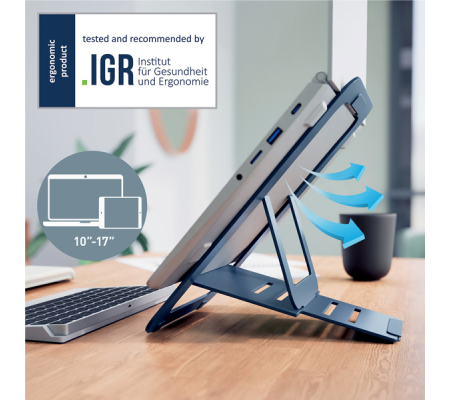 Supporto notebook - regolabile ultrapiatto - grigio scuro - in alluminio - Leitz - 63460089 - 4002432138333 - DMwebShop - 7