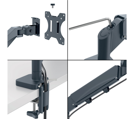 Braccio salvaspazio - per 1 monitor - grigio scuro - Ergo - Leitz - 64890089 - 4002432134663 - DMwebShop - 2
